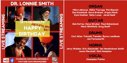 ALL STAR Live stream Birthday Tribute to Dr. Lonnie Smith New